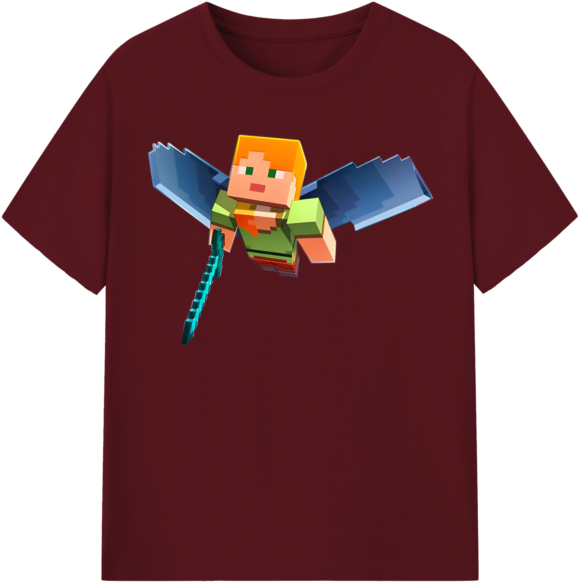 （画像用） マインクラフト ブロックの世界 Minecraft MC Block world 綿100％半袖Tシャツ（フロントプリント）